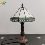 lampe table géométrique tiffany verte beige noire opaque vintage aluminium led