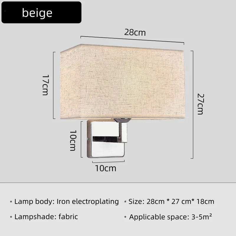 lampe murale moderne LED beige tissu fixée mur éclairage chambre salle manger