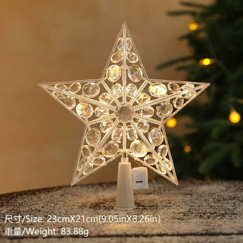 décoration noël étoile lumineuse transparente perforée classique tringle support chambre maison