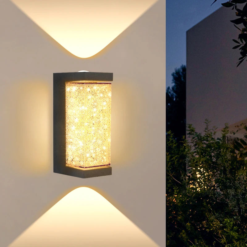 applique murale moderne gris métallisé translucide ip65 led 6500k 3000k extérieur résistante água