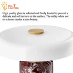 lampe table moderne led rechargeable blanc marron doré veines texture opale minimaliste