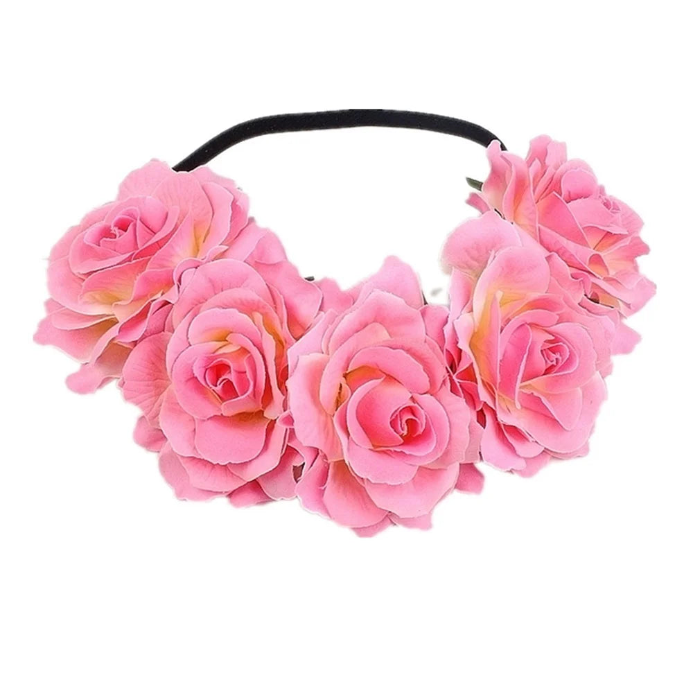 couronne fleurs artificielles bohème multicolore élastiquée femmes fêtes