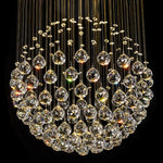 suspension lumineuse moderne cristal dorées élégante lumière led transparente fixations invisibles chambre salon