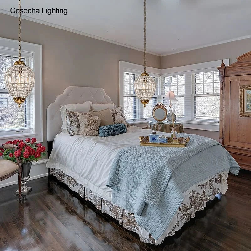 suspension lumineuse classique strass doré transparent chambre éclairage antique cristal