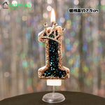 bougies anniversaire décoratives noir doré strass brillantes chiffre festives gâteau