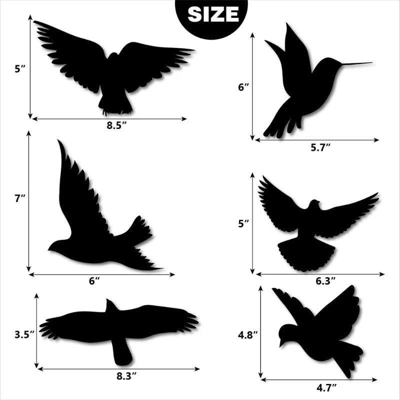 stickers muraux oiseaux vol silhouettes adhésifs noir opalets grandes fenêtres porte verre protection anti