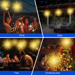 guirlande lumineuse solaire feu d'artifice multicolore jaune or extérieure festive nocturne