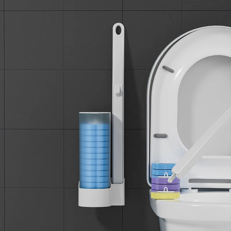brosse toilette jetable adhésive moderne blanc bleu violet jaune remplaçable respectueux environnement pack utilitaire