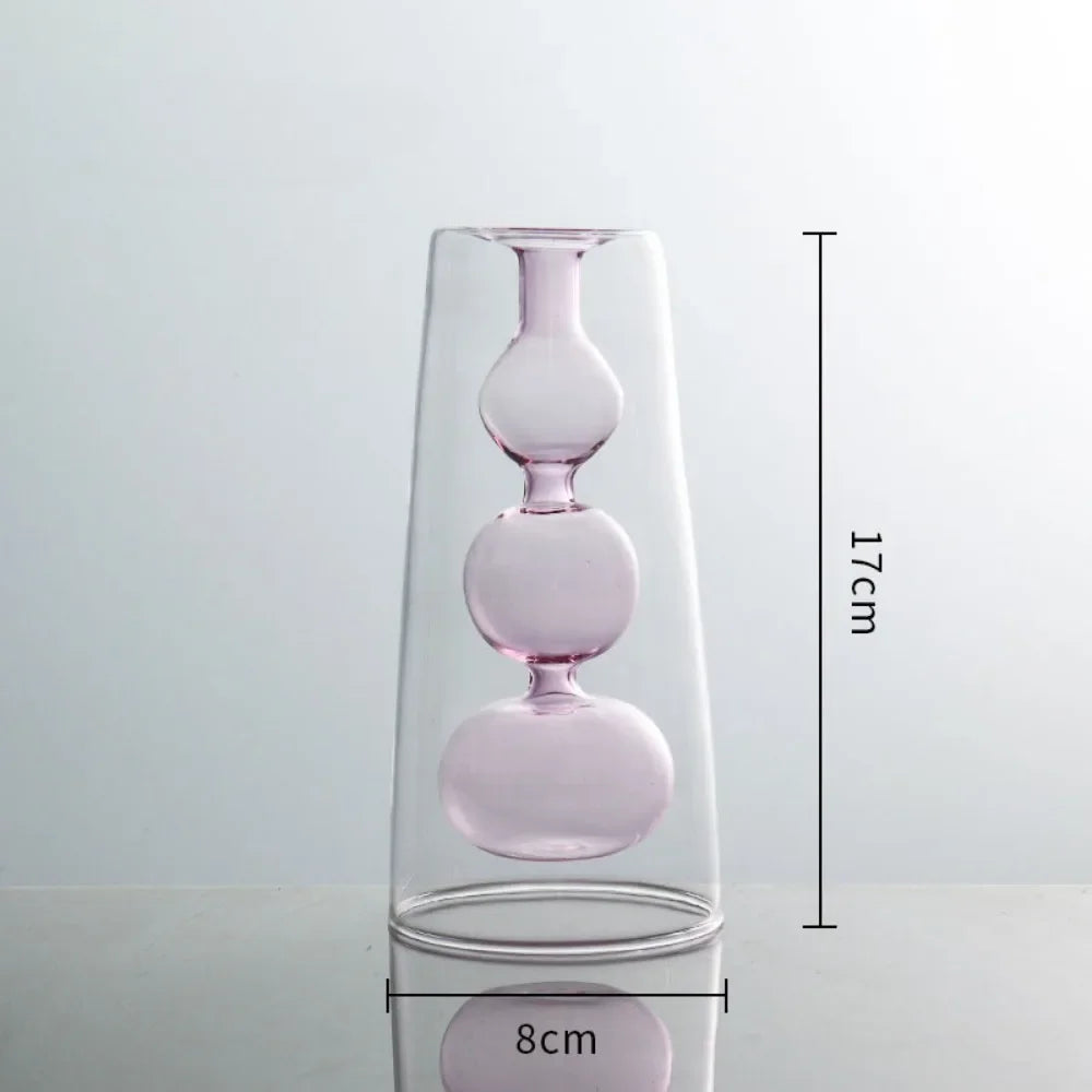 vases décoratifs modernes verre transparent couleur rose violet vert jaune bleu formes organiques arrondies