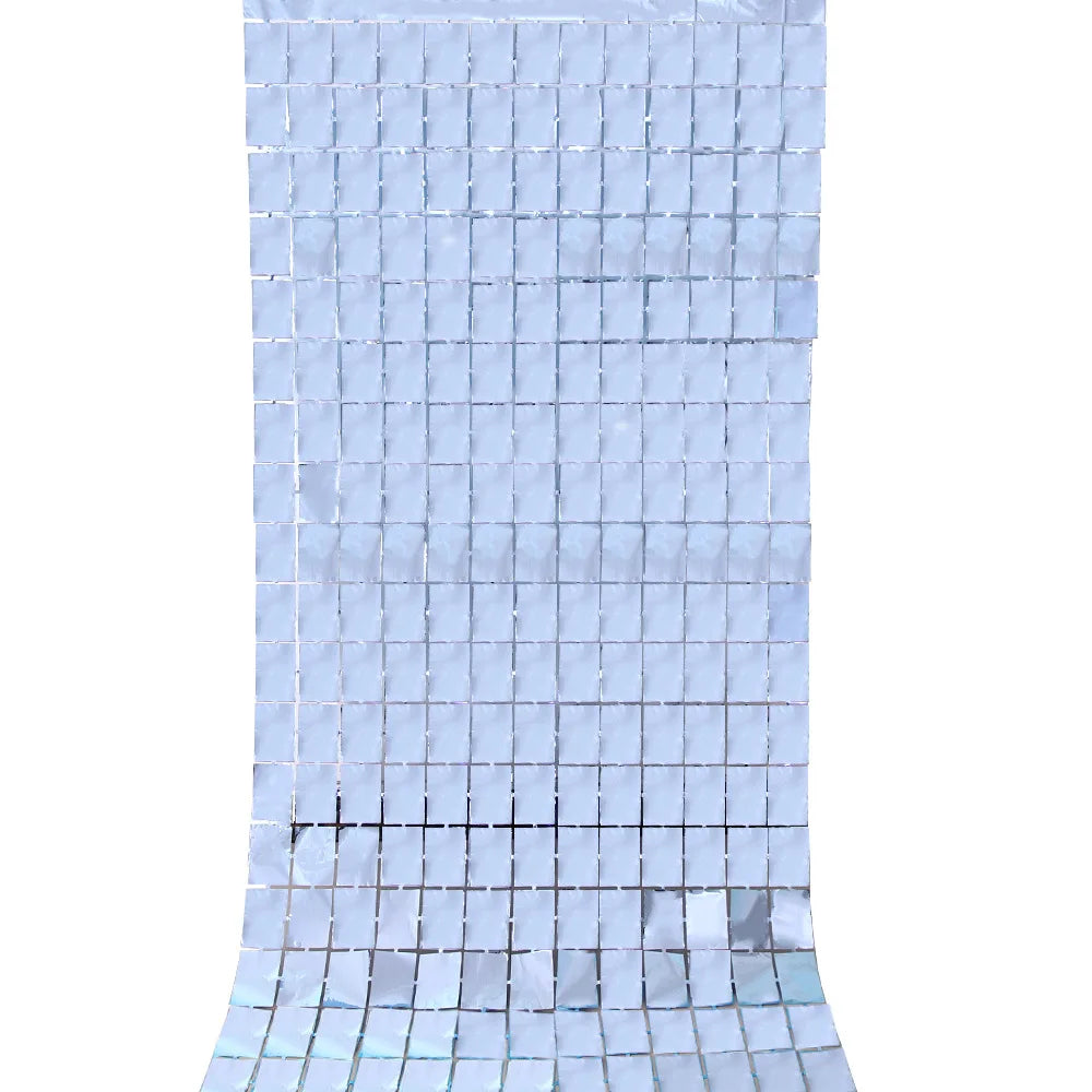 rideau décoratif moderne argent bleu or rose mosaïque carrés brillants opacité adhésif double face