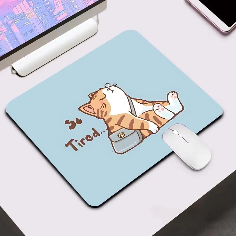 tapis souris bleu clair motif chat cartoon ordinateur gaming caoutchouc antidérapant large