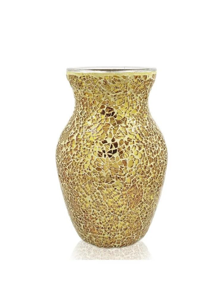 vase décoration intérieure moderne mosaïque multicolore doré argenté table chambre entree