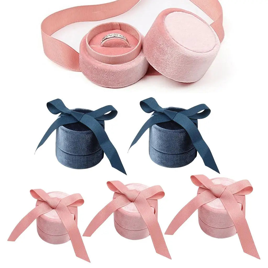 boîte bijoux velours rose clair classique rangement anneaux colliers portable