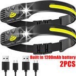 lampe frontale rechargeable led noir jaune silicone moderne camping