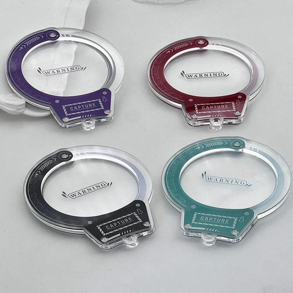 porte clés moderne transparent violet bleu vert noir étiquette capture warning plastique