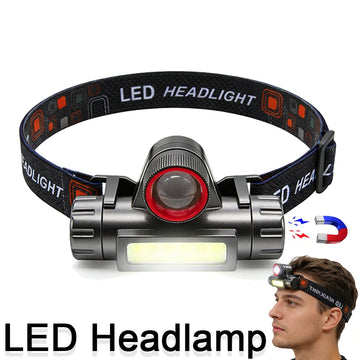 lampe frontale led noire moderne zoom clip rechargeable usb