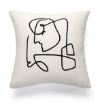 coussin abstrait brodé visages blanc moderne nordique 45x45cm decoration canapé chaise véhicule