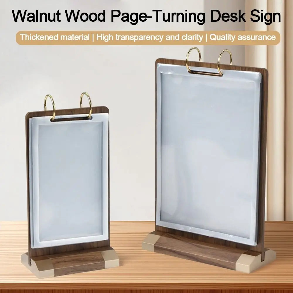 affiche flip display board bois naturel marron clips métalliques transparent moderne minimaliste a4 a5