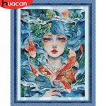 toile broder moderne abstraite couleurs fluides opaque éco coton aiguille fils kit broderie