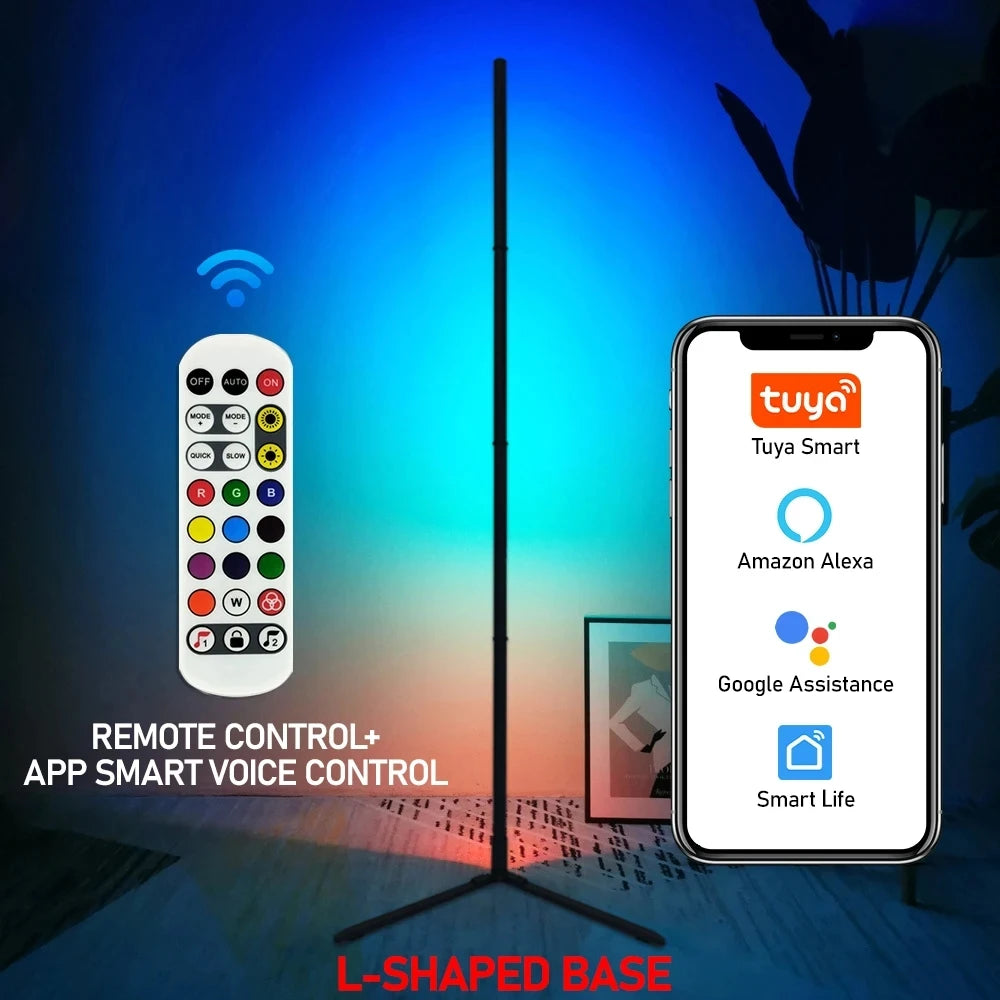 lampe sol led moderne noire trois pieds lisse diy veilleuse ambiance wifi bluetooth télécommande