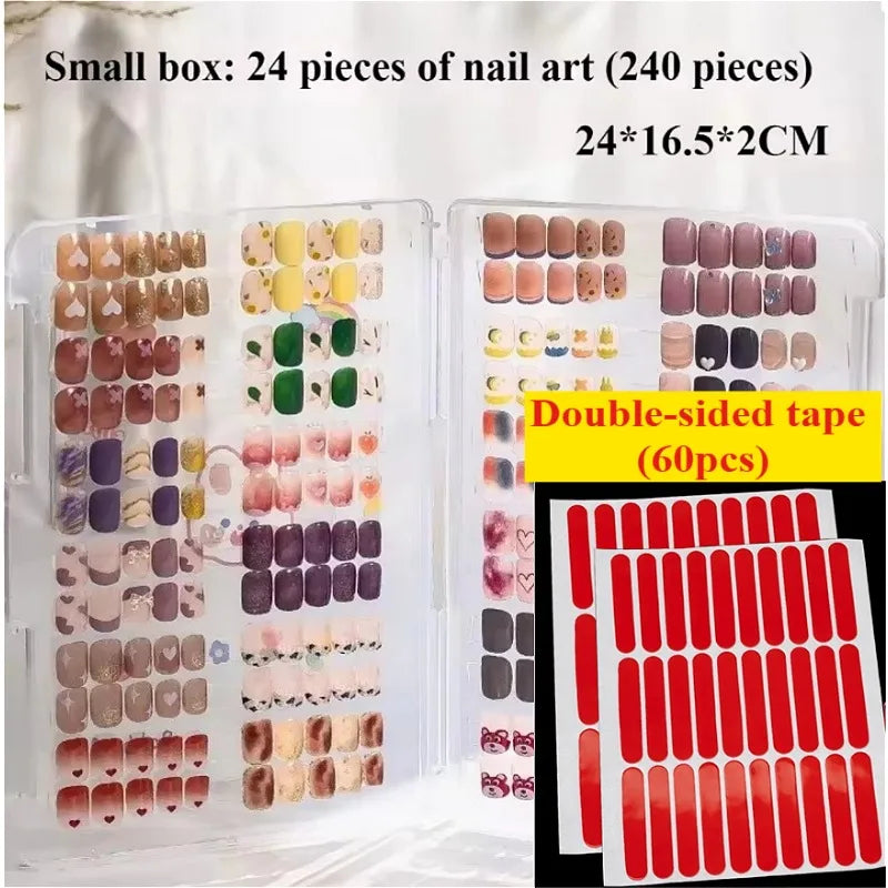 présentoir moderne faux ongles divers couleurs motifs boîtes rangement transparentes autocollants