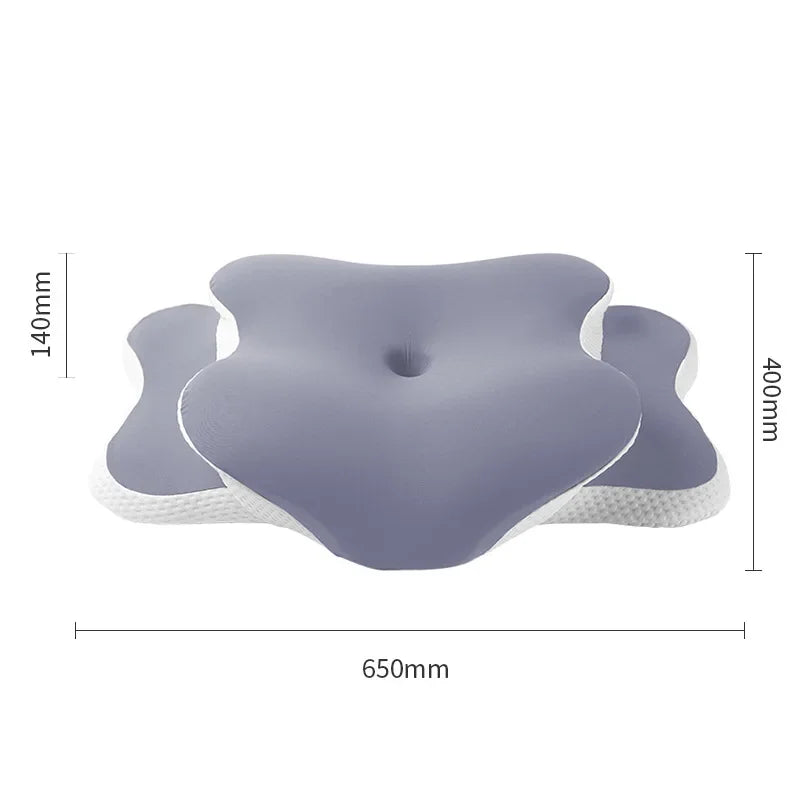 oreiller ergonomique soie glacée mousse mémoire forme soulagement cou patchwork bleu jaune blanc moderne
