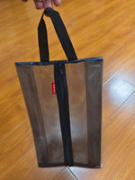 sac rangement chaussures gris transparent zip utilitaire réutilisable texture grillagée multifonctionnel antihumidité