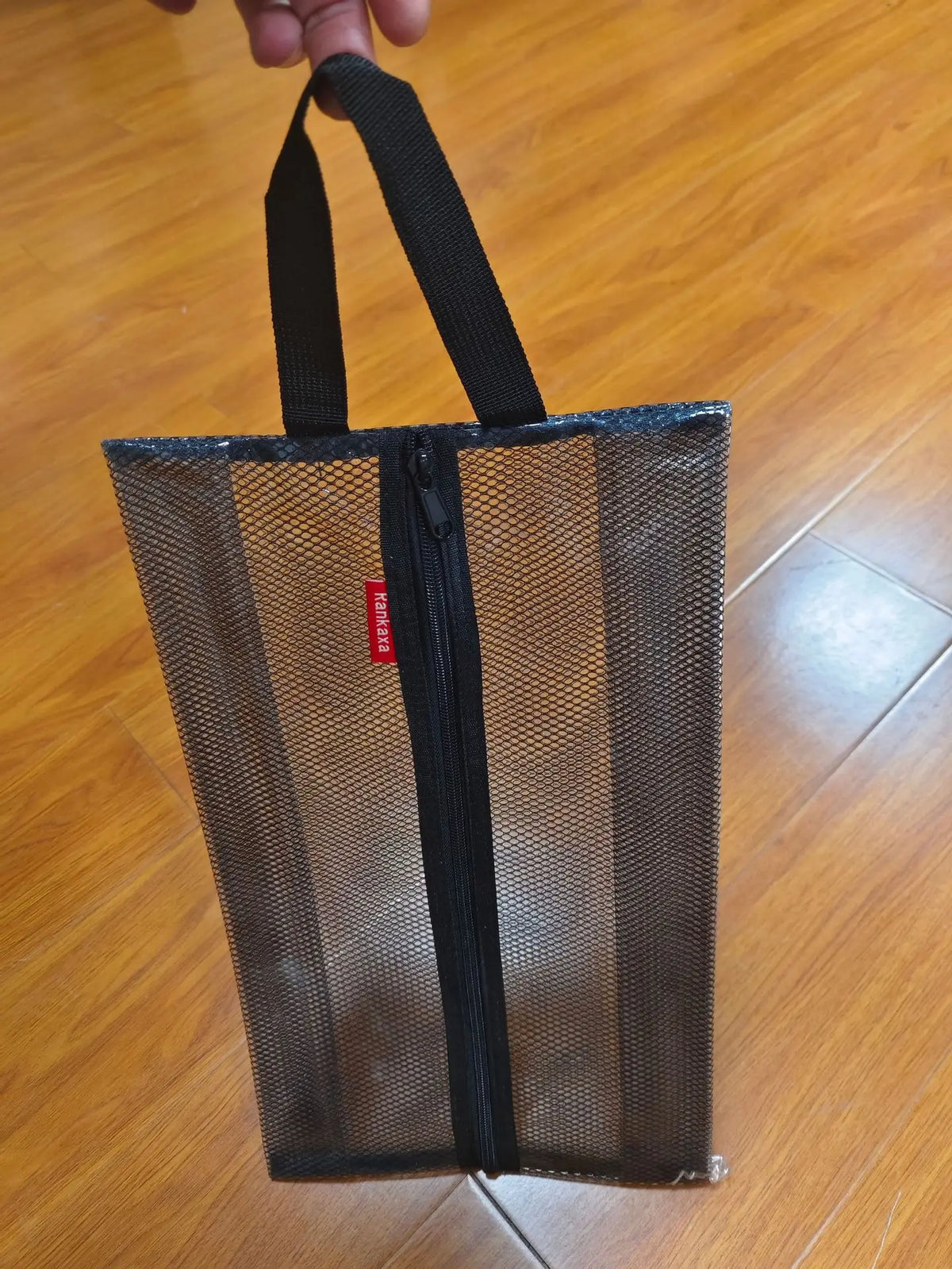 sac rangement chaussures gris transparent zip utilitaire réutilisable texture grillagée multifonctionnel antihumidité