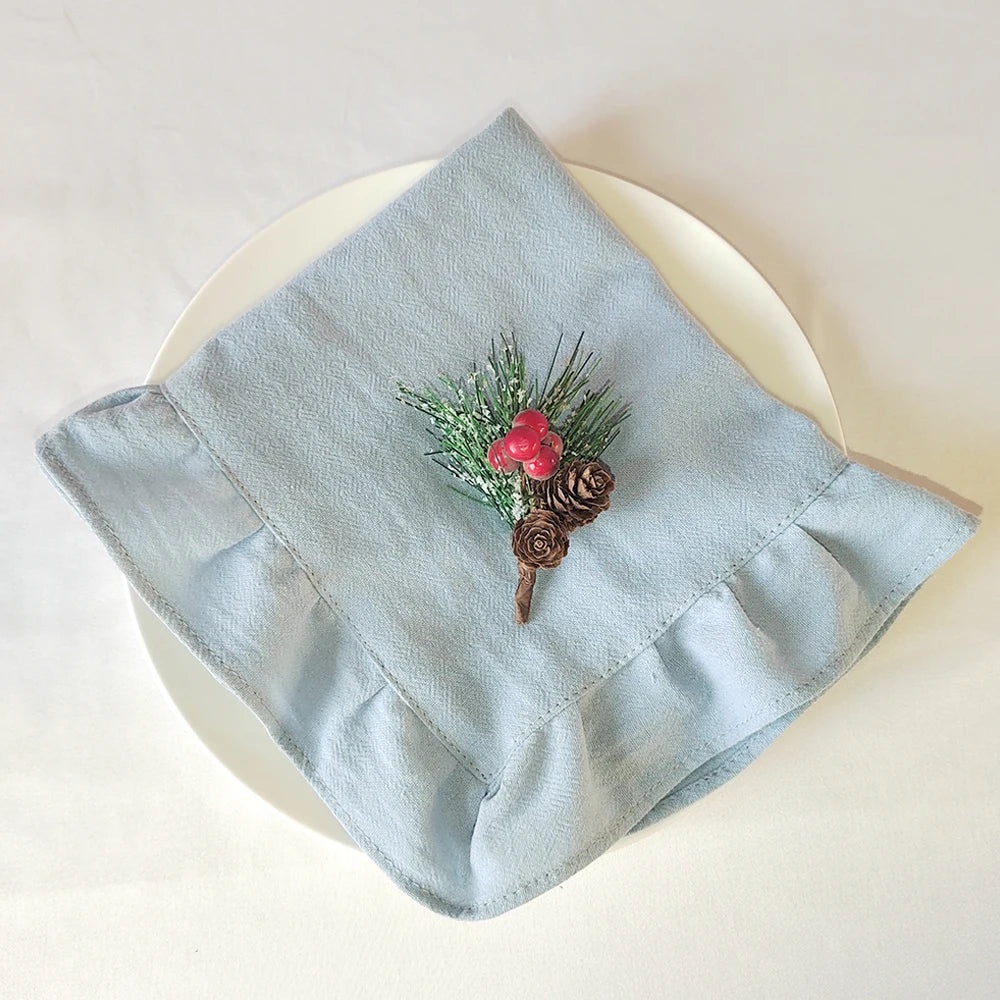 serviettes table coton doux gris orange bleu rose beige vert modernes élégantes pack 4PCS
