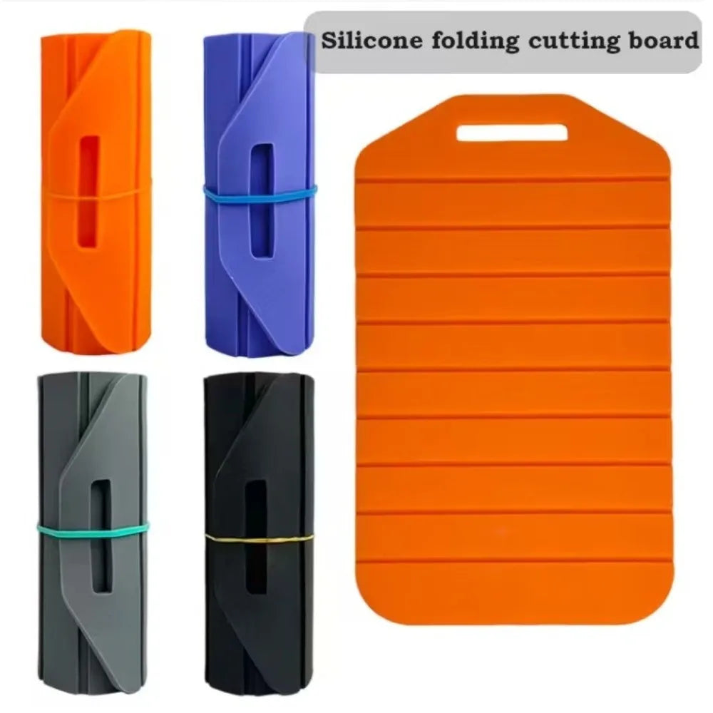 planches découper pliables silicone texturées rainurées moderne orange bleu gris noir élastique antidérapante cuisine