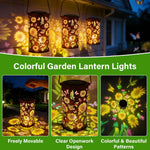 lanterne solaire marron jaune verte bleue fleurs papillons extérieur jardin porche