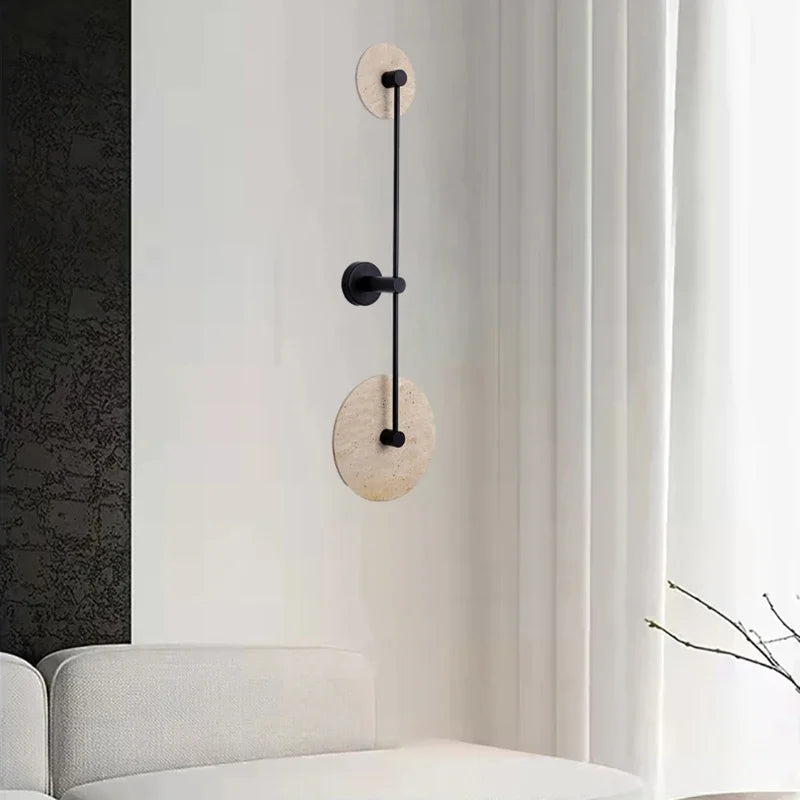 applique murale led moderne minimaliste noir beige texture marbrée éclairage quotidien fixé mur discoiles