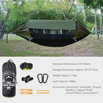 hamac extérieur adulte vert olive noir moderne moustiquaire sac rangement cordon suspension tiges support
