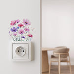 interrupteur mural adhésif fleurs colorées moderne blanc chambre enfant aquarelle amovible pastel