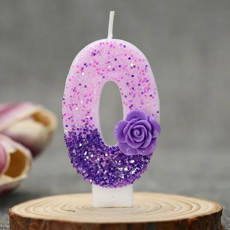 bougies forme chiffres pailletées violettes blanches décoratives anniversaire festive filles garçons