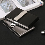porte cartes simili cuir grainé gris métallisé clips métalliques classique opacité fumeur accessoire tabac
