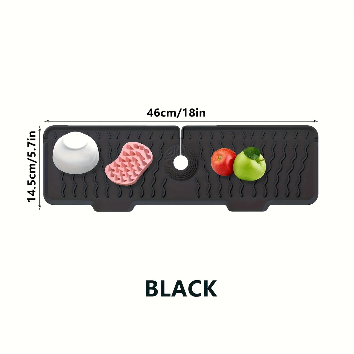 tapis évier antidérapant silicone noir moderne drainage incliné facile nettoyage utilitaire texturé alvéoles sóng�