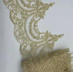 dentelle polyester blanc ajourée paillettes 22cm confection artisanat mariage erotique floral