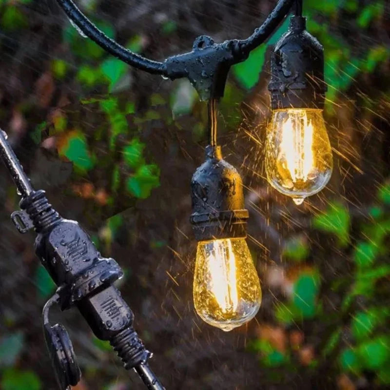 guirlande lumineuse extérieure industrielle 10m 10 ampoules e27 blanc chaud noir jaune