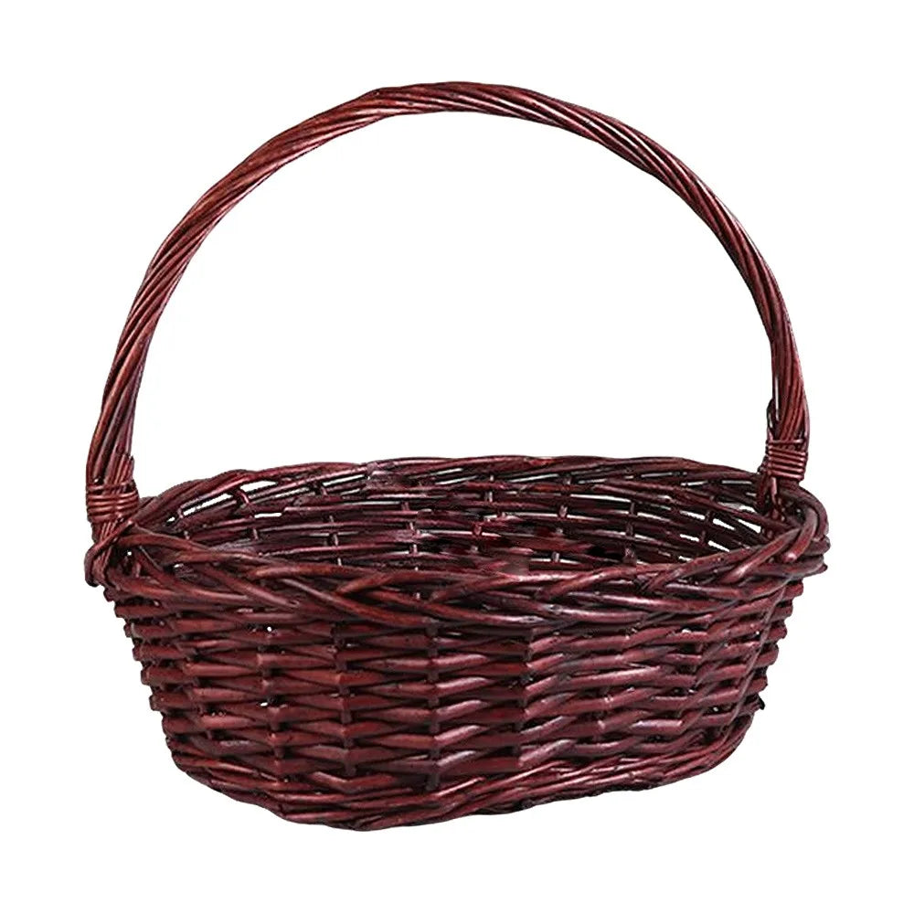 panier tressé marron blanc rangement fruits légumes poignée empilable utilisation multiple traditionnel