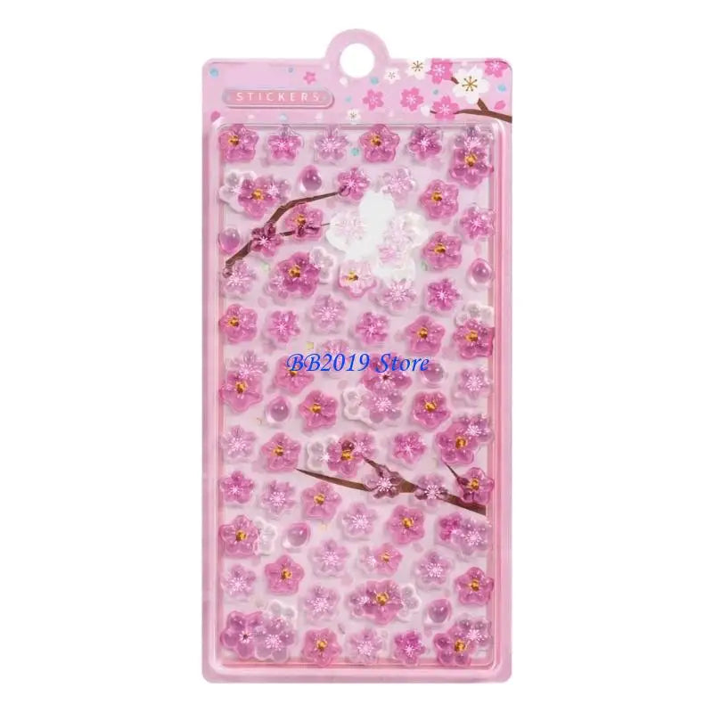 sticker fleurs cerisier rose blanc doré adhésif décoratif floral opaque