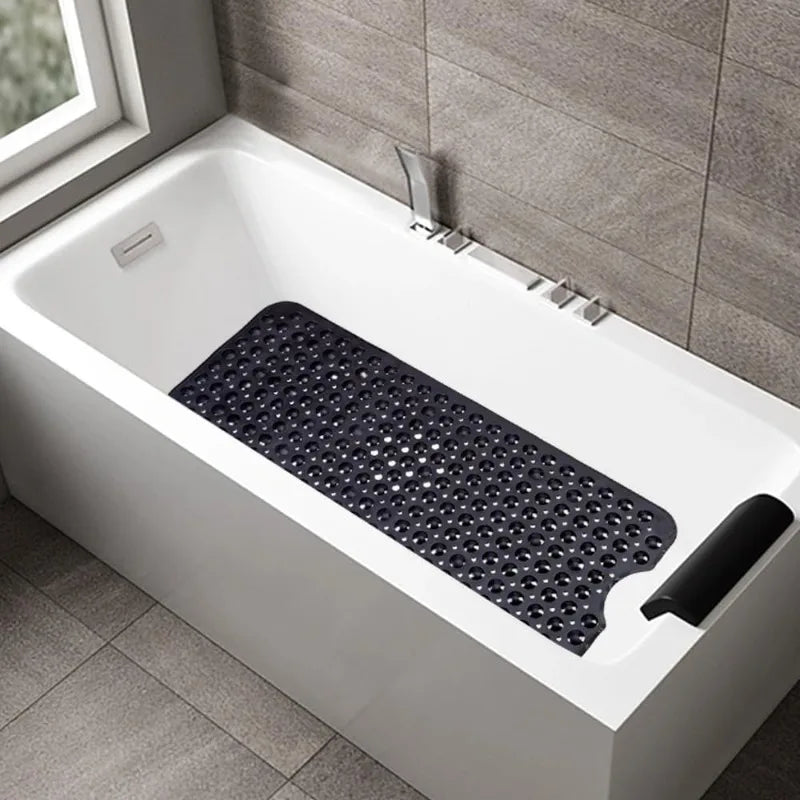 tapis bain antidérapant noir texturé ventouses drainage salle bain