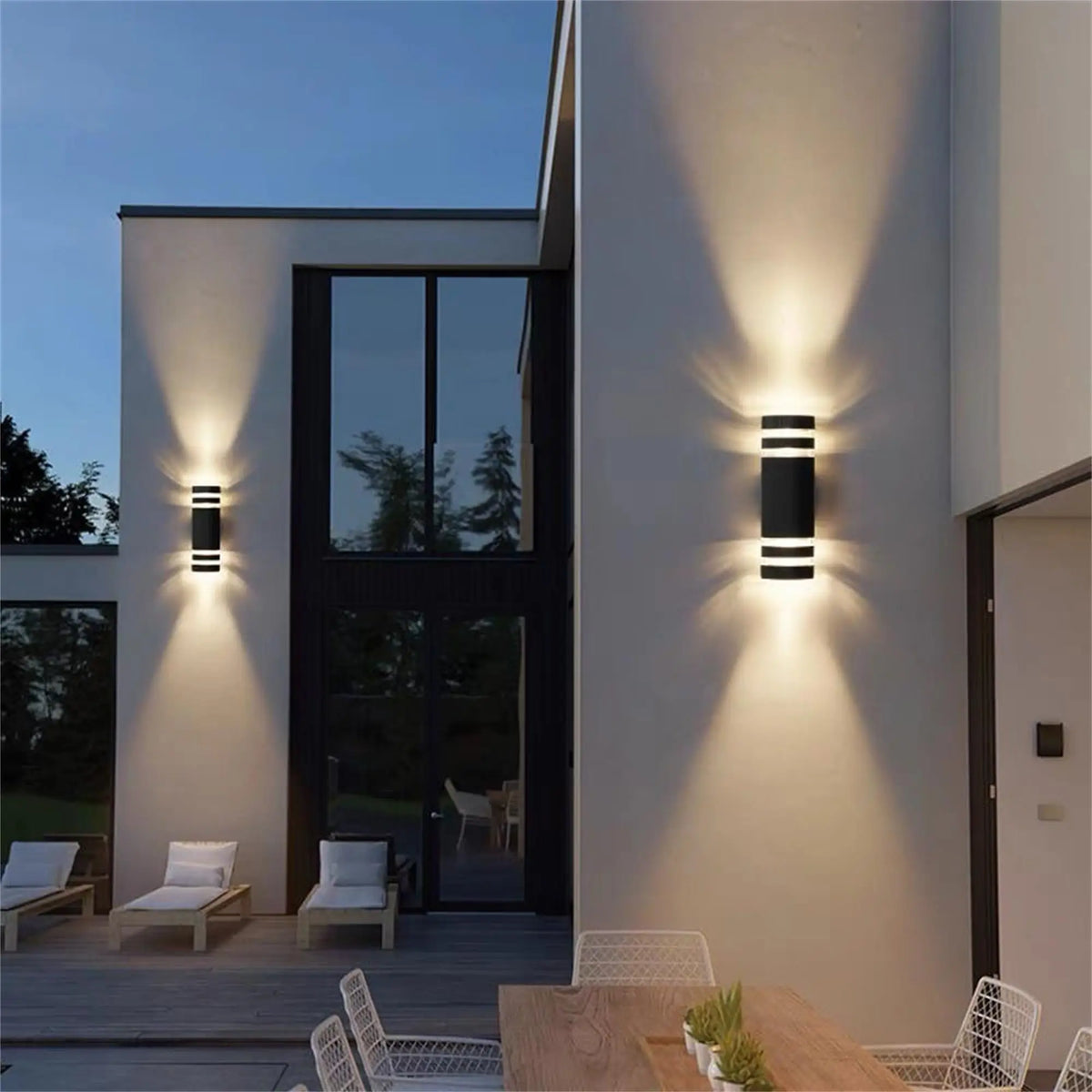 applique murale extérieure led étanche contemporaine géométrique noir blanc
