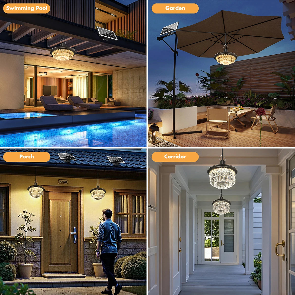 Lampe solaire LED étanche extérieure IP65 ABS Art Déco Changement Couleur Autonome Urgence