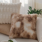 coussin patchwork géométrique beige carrés cercles doux hiver été 45x45cm