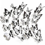 décoration murale stickers papillons 3d noir blanc adhésifs moderne différentes tailles chambre salon mariage