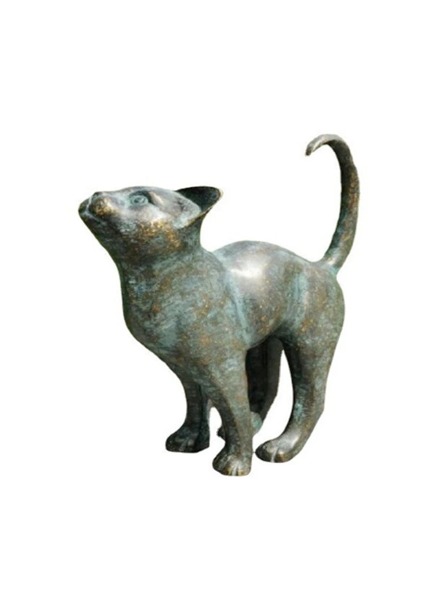 statue chat papillon bronze vert marron extérieur jardin decoratif resine aspect patine texturéextérieur