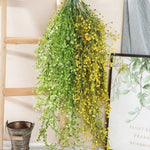 guirlande artificielle vert jaune blanc fleurs simples naturelle rustique intérieur tringle fixée décoration maison
