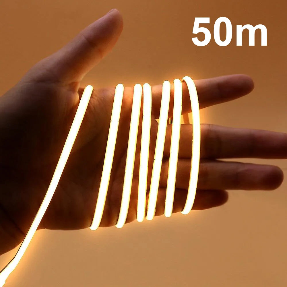 ruban led flexible blanc chaud 3000k 50m adhésif moderne 12v 50000h led cob