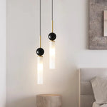 lampe suspendue moderne sphère noire tube blanc doré led salon chambre
